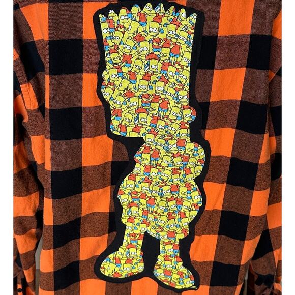 Bart Simpson Flannel Plaid Shirt Shacket XL Oversized One of Kind Upcycled - Picture 2 of 6
